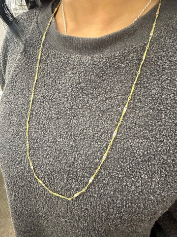 Lapponia Bar Link Necklace 14k Two Tone Gold 31.5"